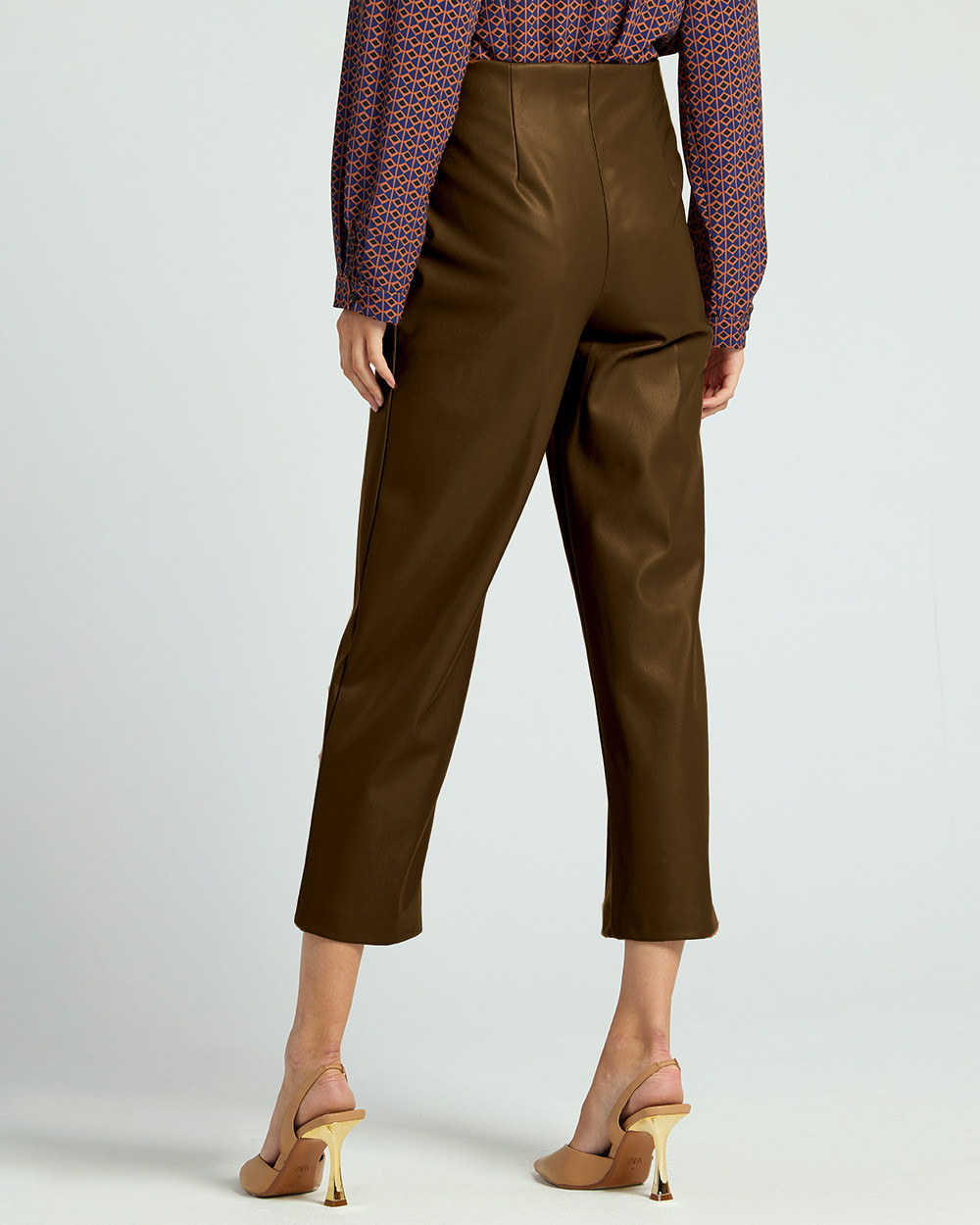 Παντελόνι crop δερματίνη