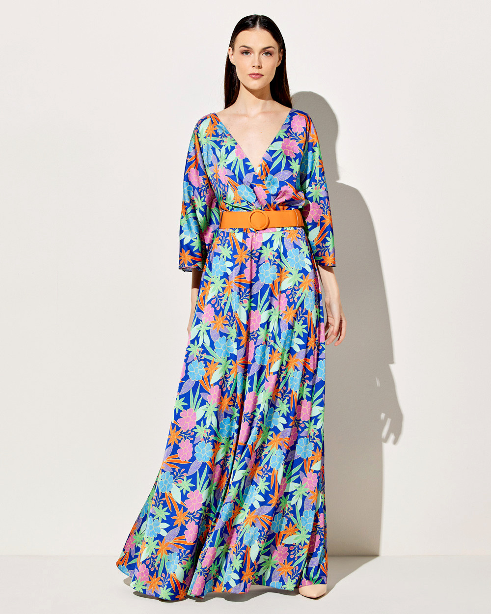 Φόρεμα maxi floral με ζώνη