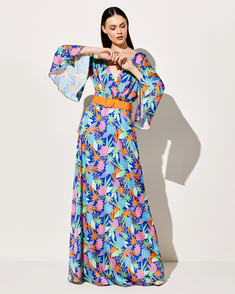 Φόρεμα maxi floral με ζώνη