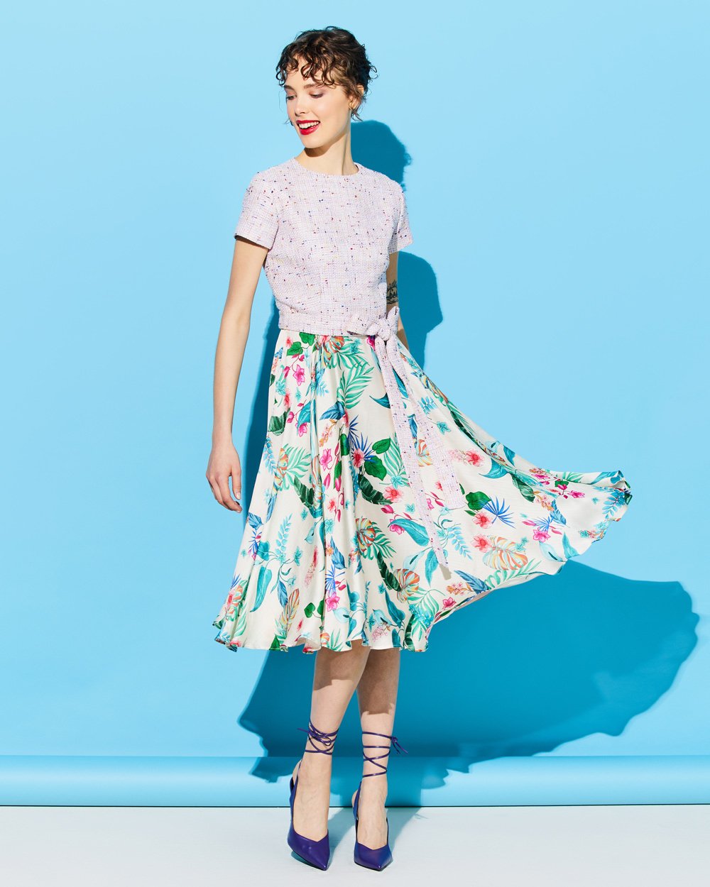 Φόρεμα τουίντ με floral Forel by Vassilis Zoulias