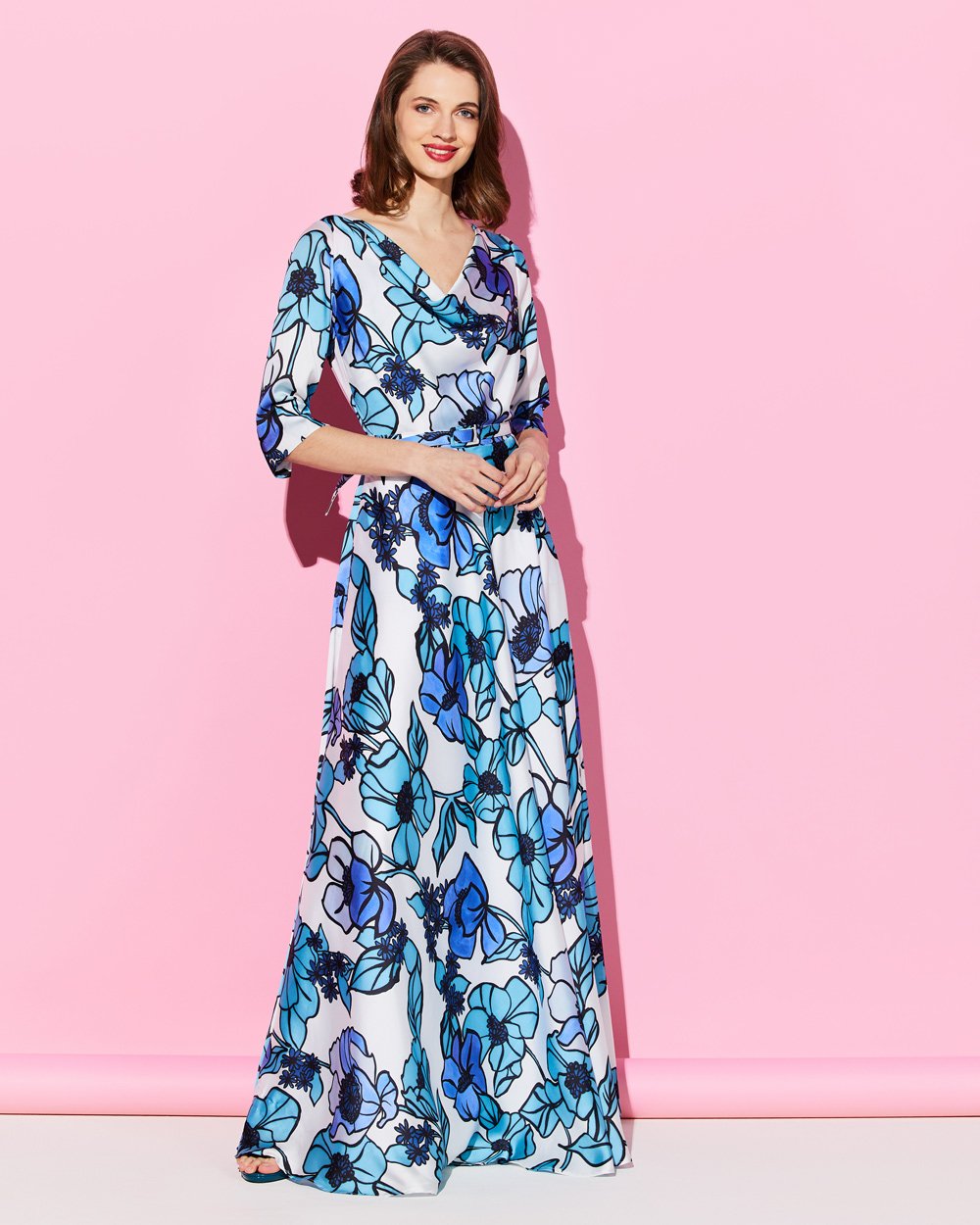 Φόρεμα maxi floral ντραπέ
