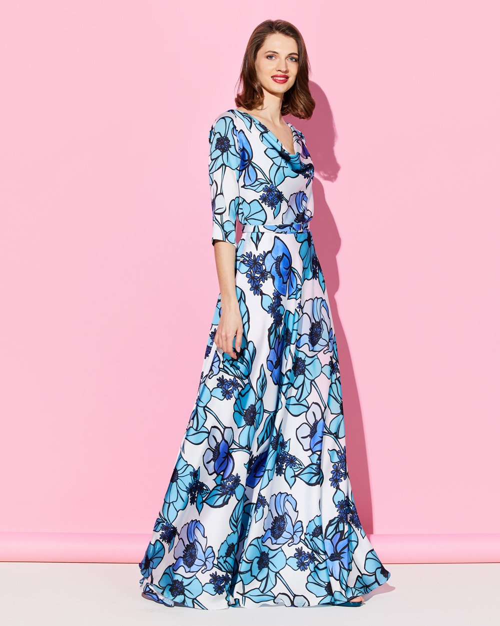Φόρεμα maxi floral ντραπέ