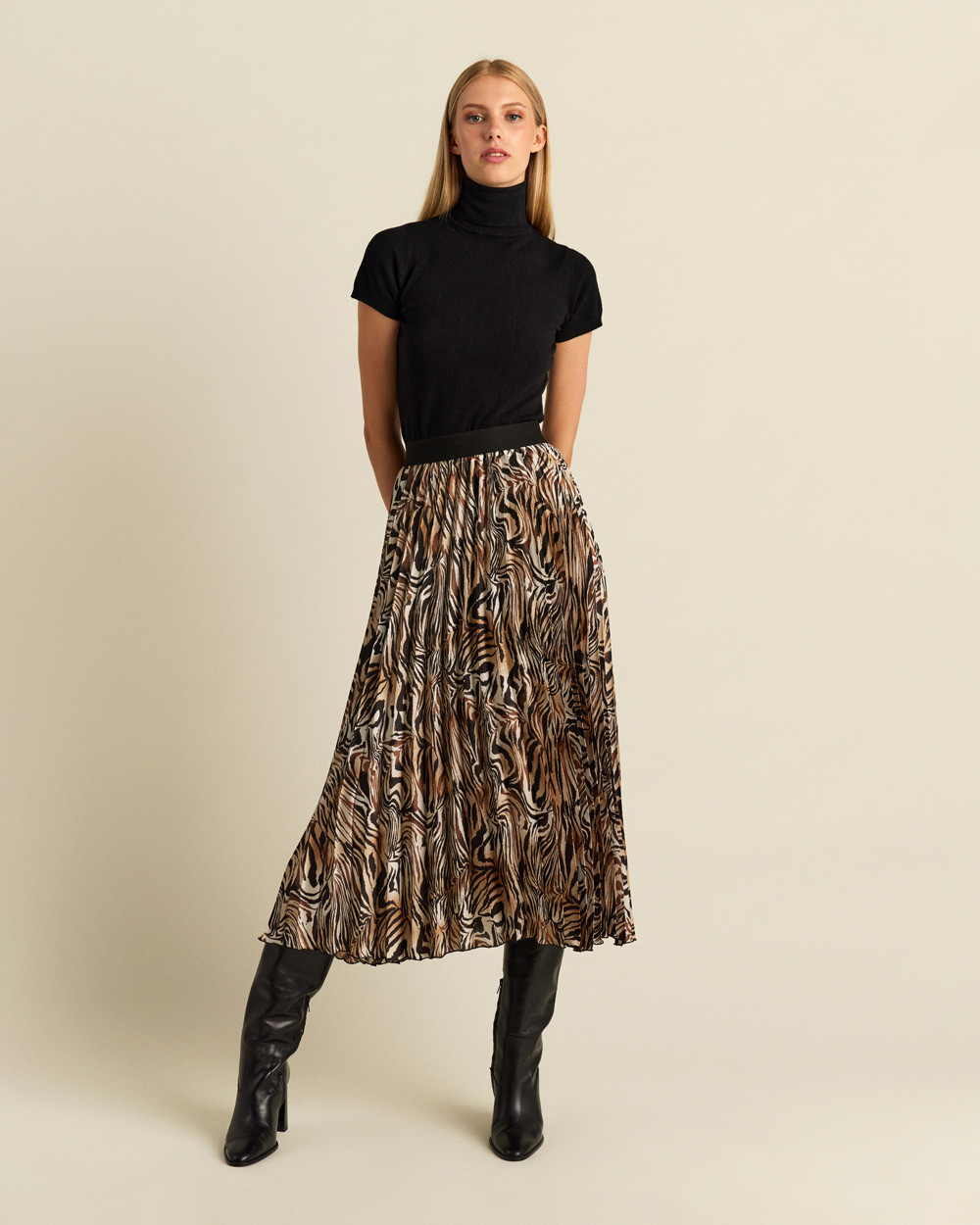 Φούστα πλισέ animal print