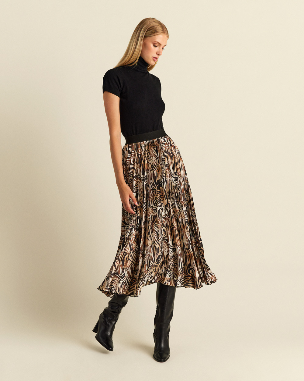 Φούστα πλισέ animal print