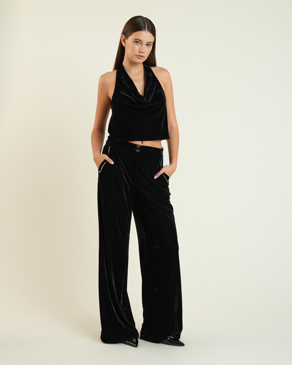 Μπλούζα βελούδο ντραπέ ντεκολτέ