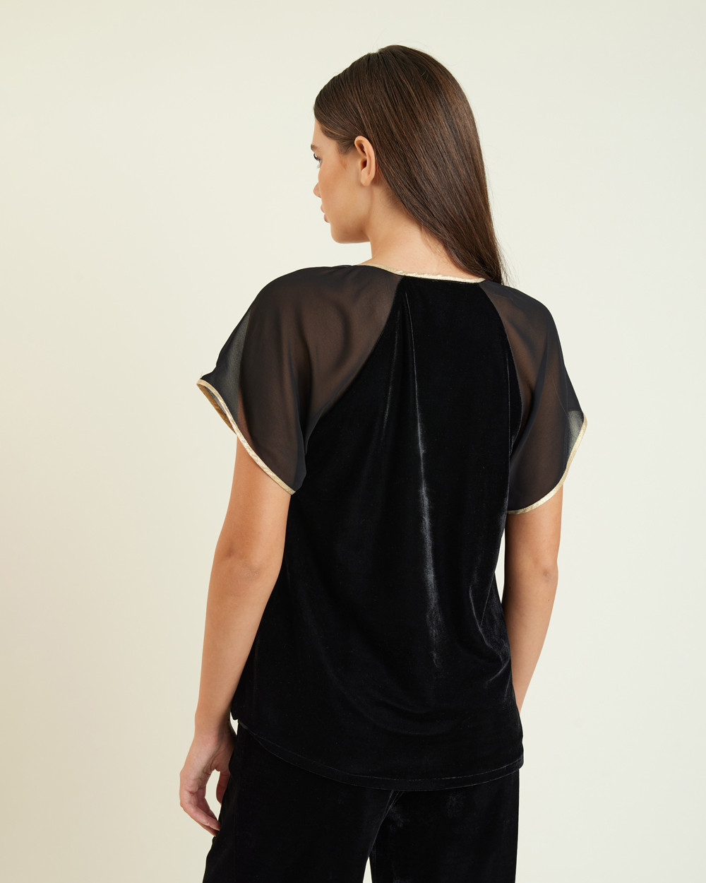 Μπλούζα βελούδο με κοντό μανίκι