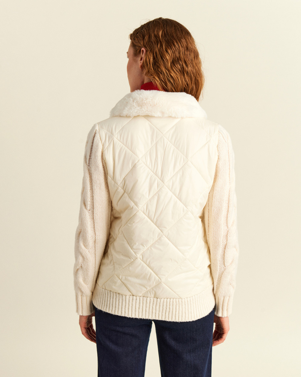 Μπουφάν με πλεκτά μανίκια