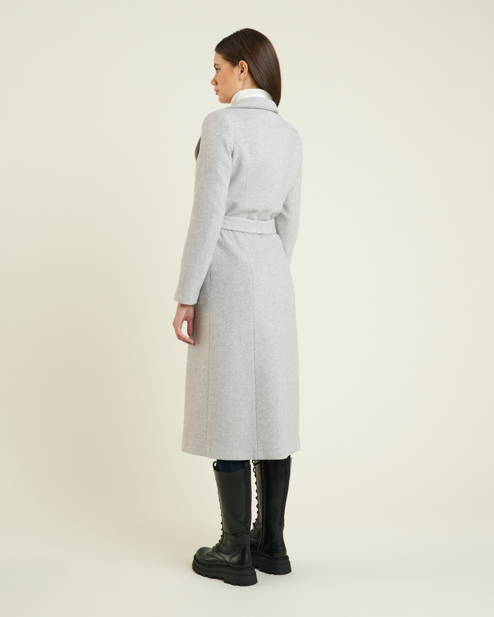 Παλτό σταυρωτό midi wool blend