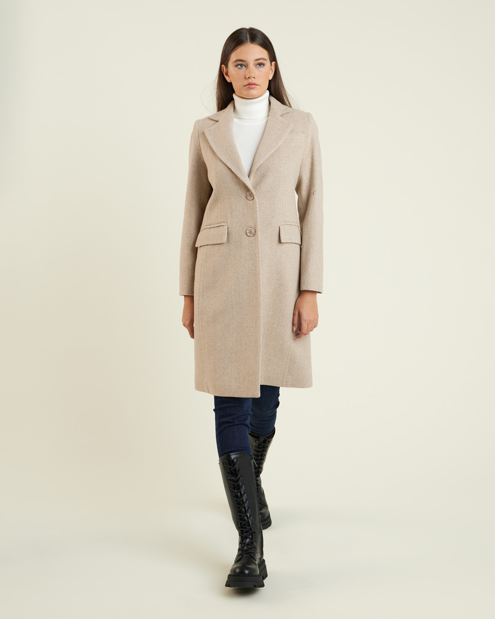 Παλτό ψαροκόκκαλο wool blend