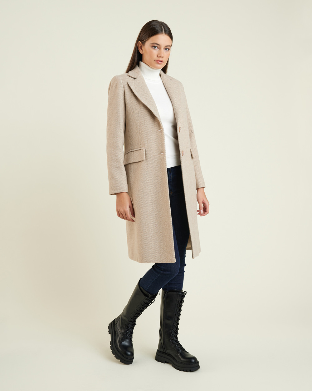 Παλτό ψαροκόκκαλο wool blend