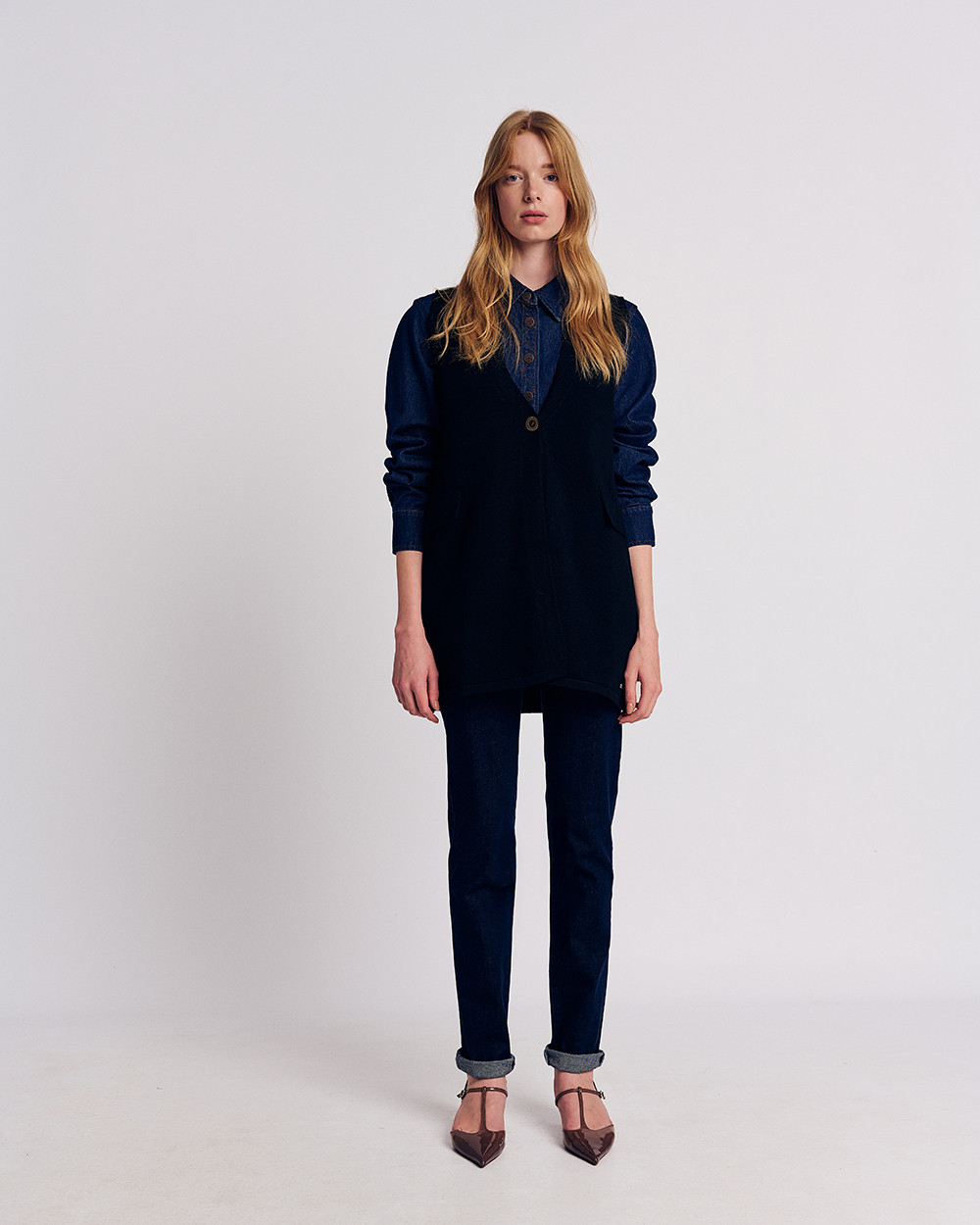 Πλεκτή ζακέτα μακριά αμάνικη