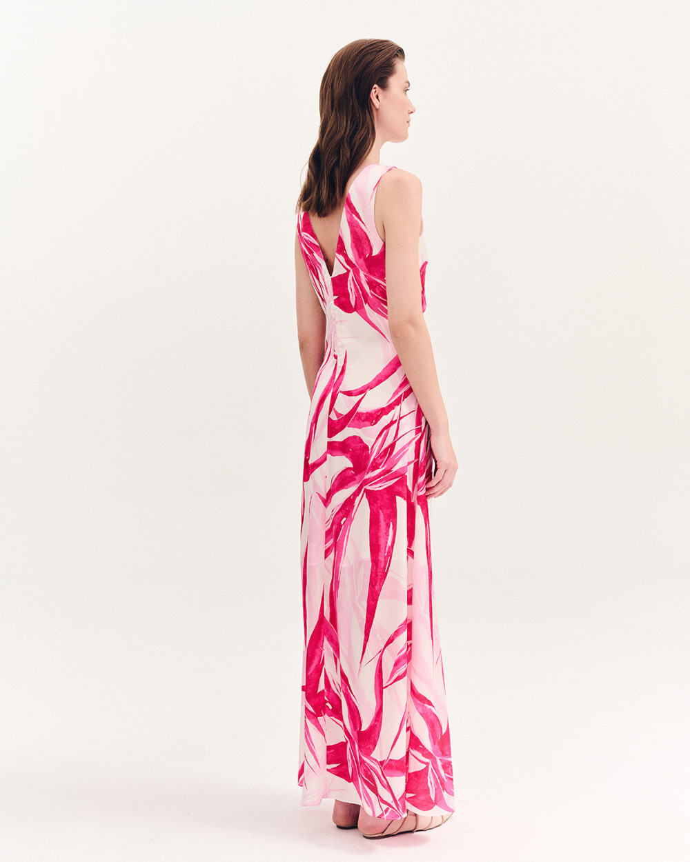 Φόρεμα satin floral με αλυσίδα
