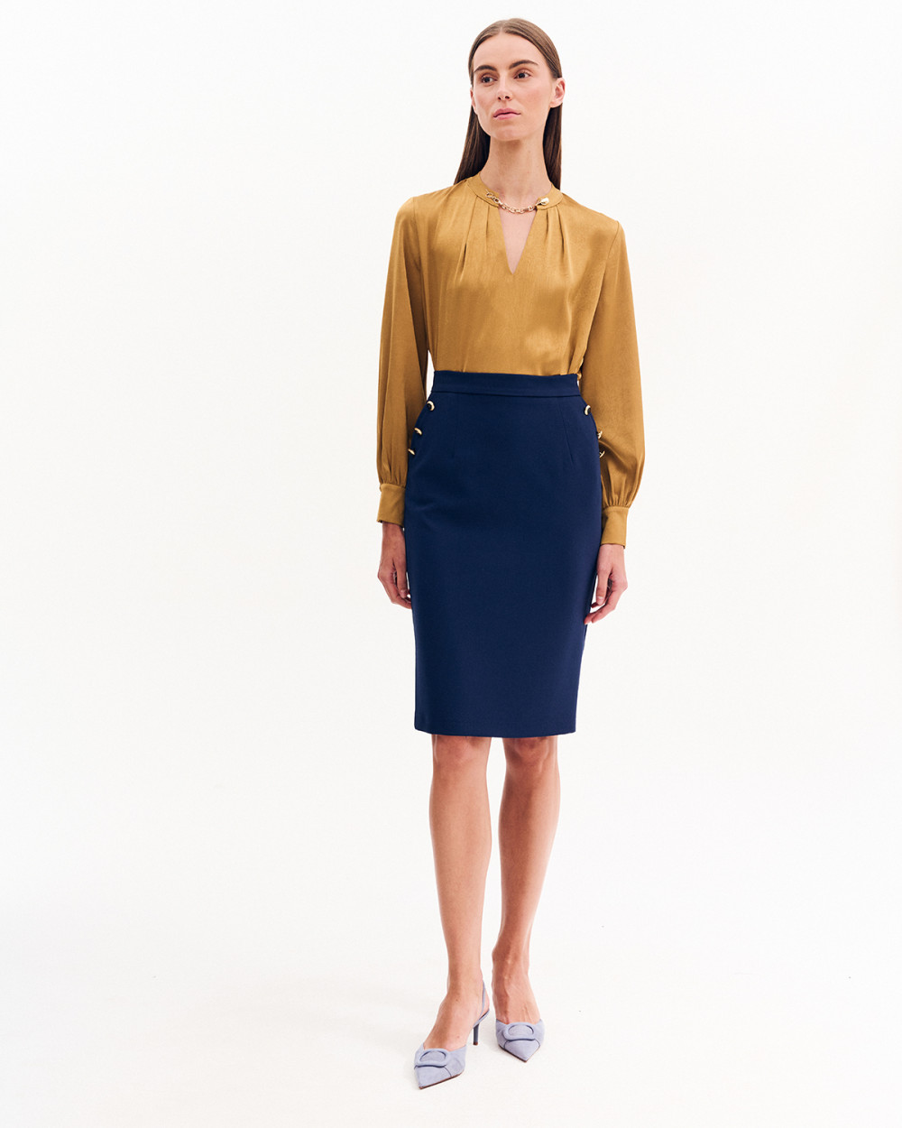 Φούστα pencil με κουμπιά