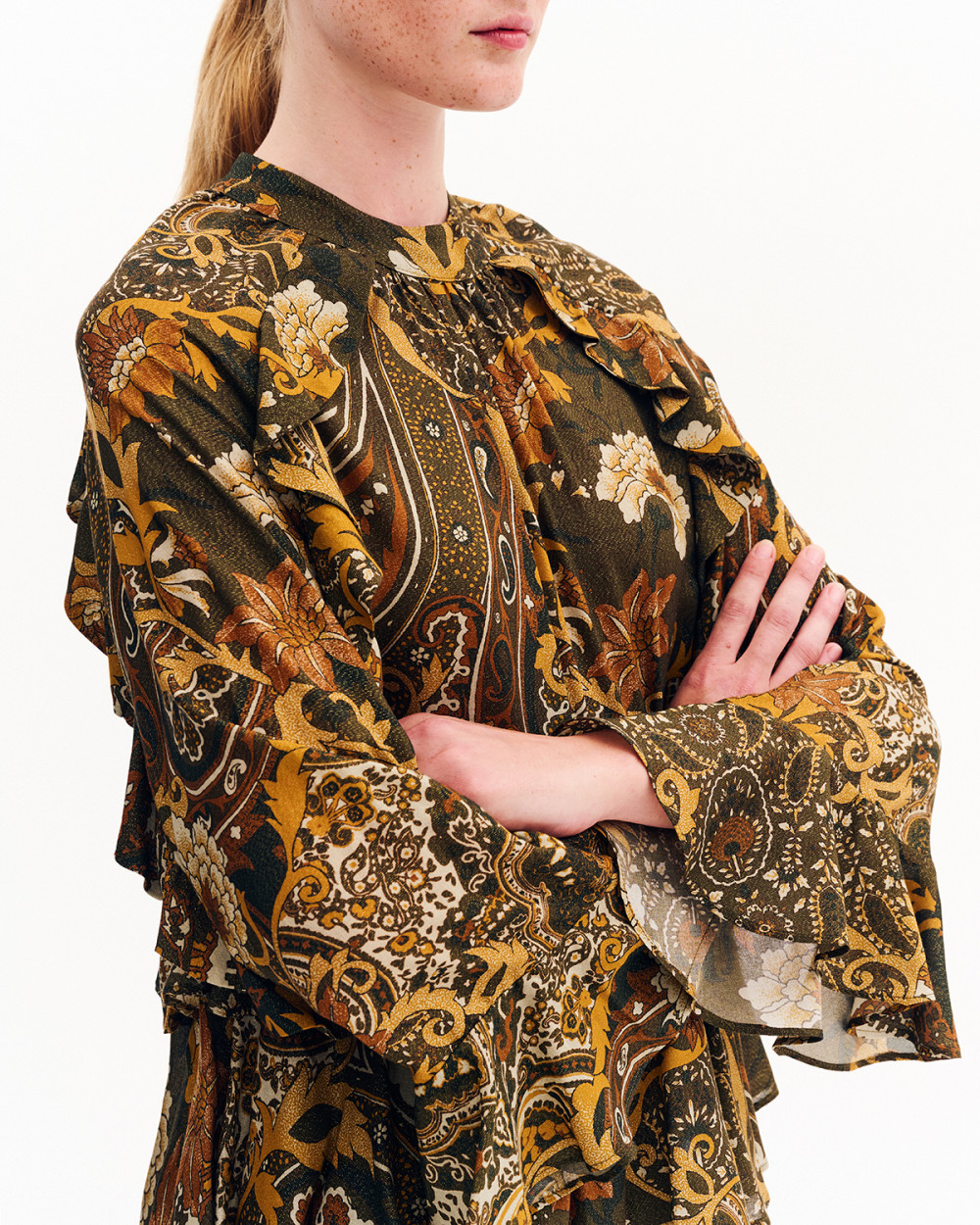 Μπλούζα εμπριμέ με βολάν Case Study