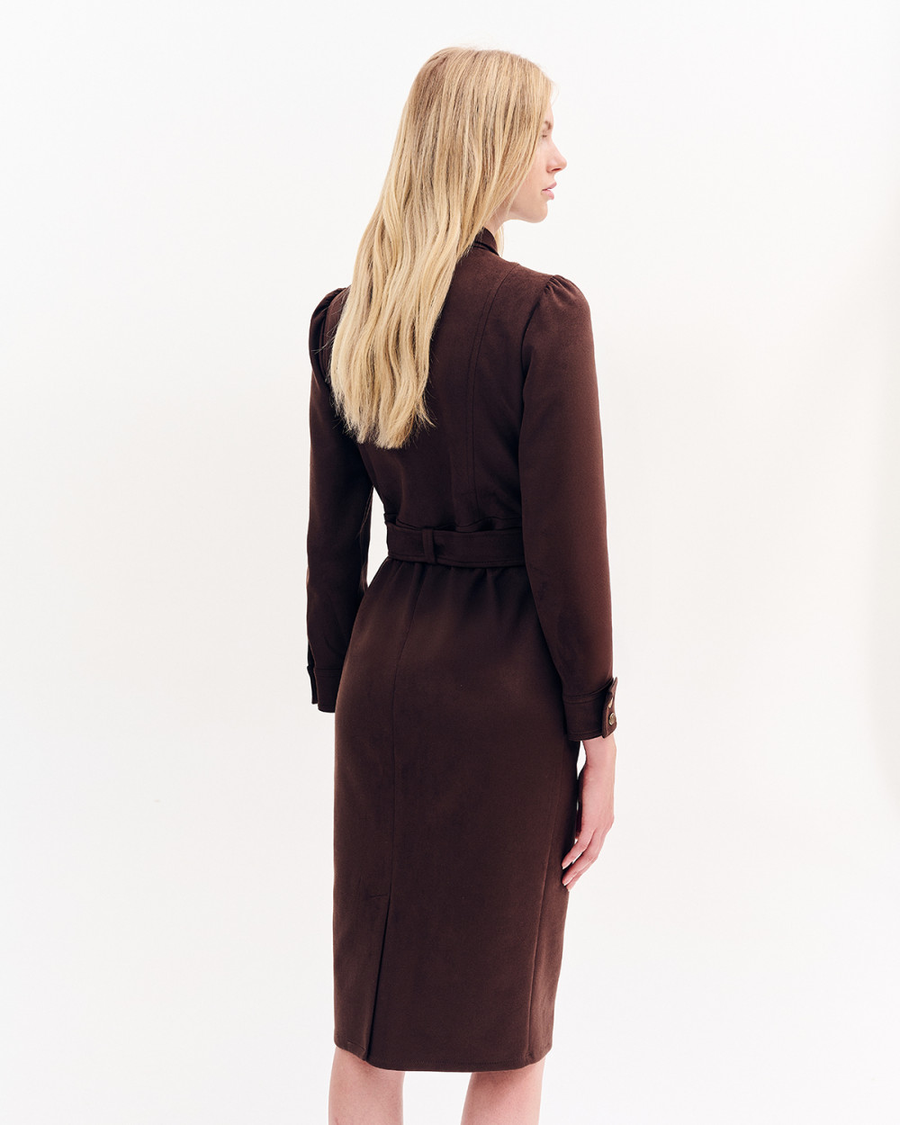 Φόρεμα σεμιζιέ σε σουέντ όψη