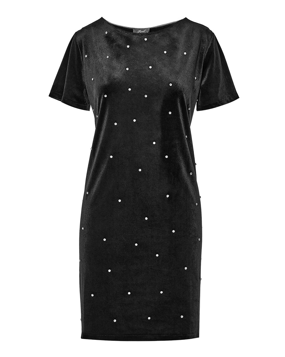 Φόρεμα βελούρ με strass