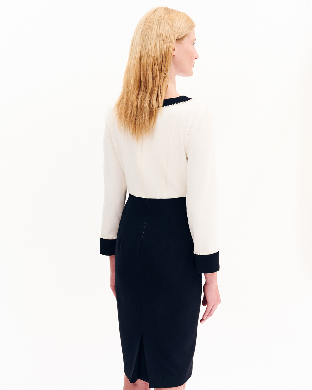 Φόρεμα διχρωμία με πέρλες pencil