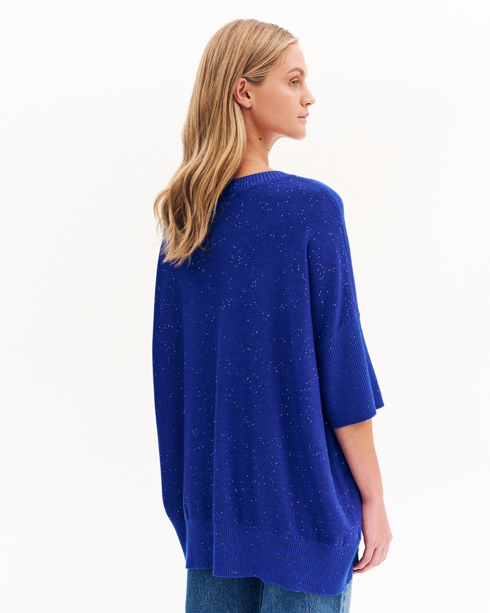 Πλεκτή μπλούζα με λεπτή παγιέτα