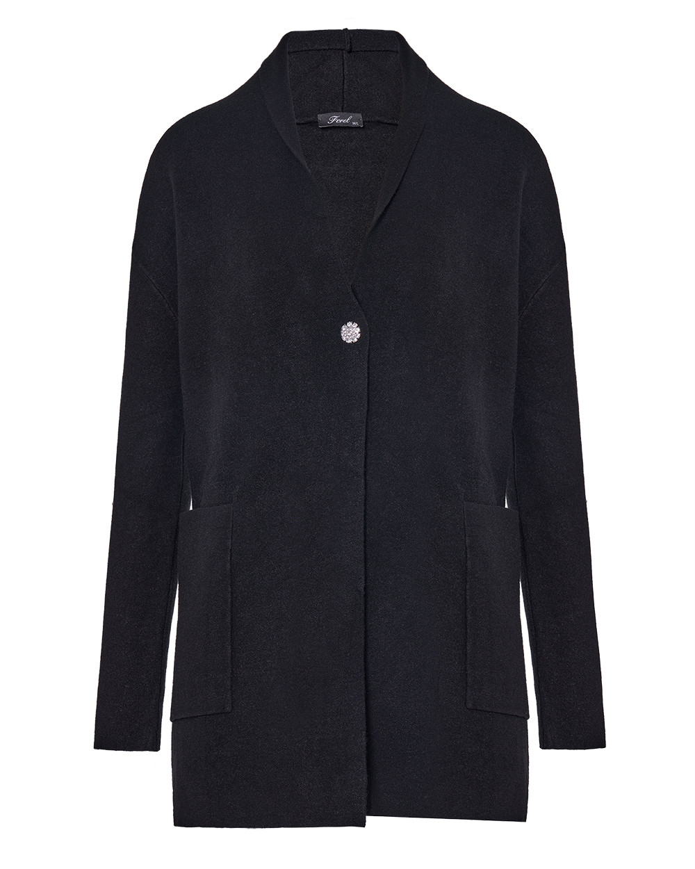 Πλεκτή ζακέτα με strass κουμπί