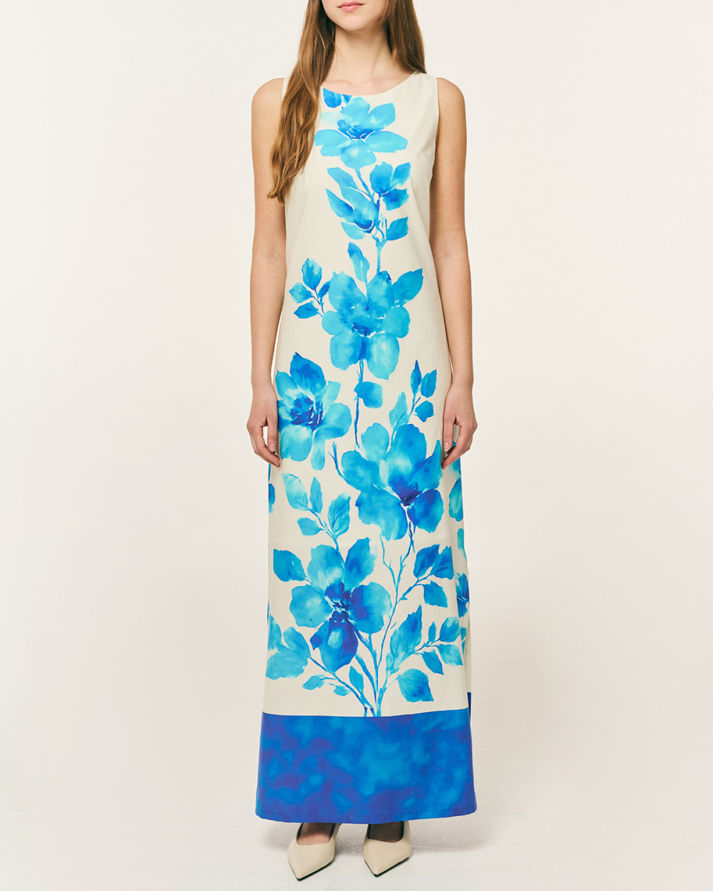 Φόρεμα αμάνικο floral maxi