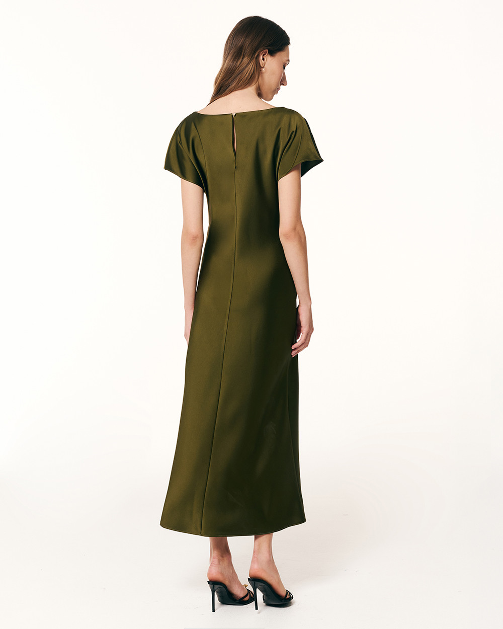 Φόρεμα satin midi με ντραπέ
