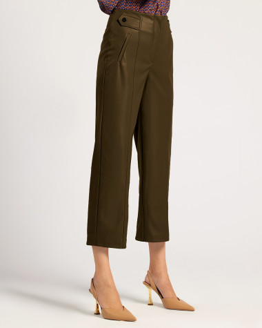 Παντελόνι crop δερματίνη