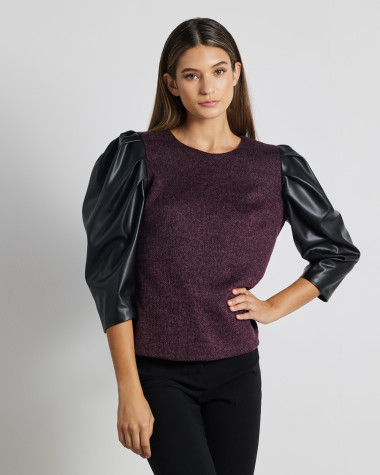 Μπλούζα με μανίκια δερματίνη