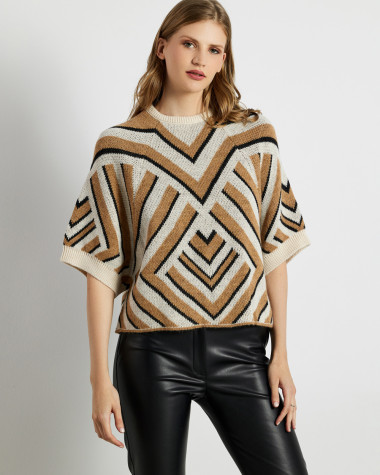 Πλεκτή μπλούζα κοντή