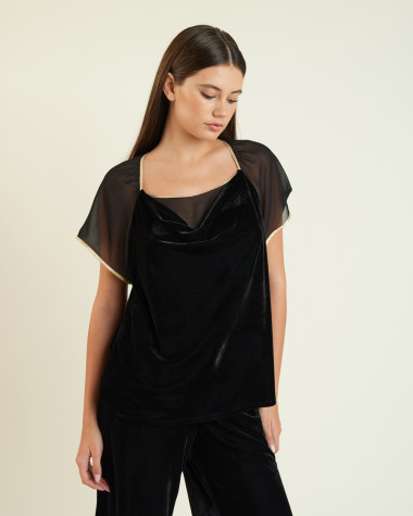 Μπλούζα βελούδο με κοντό μανίκι