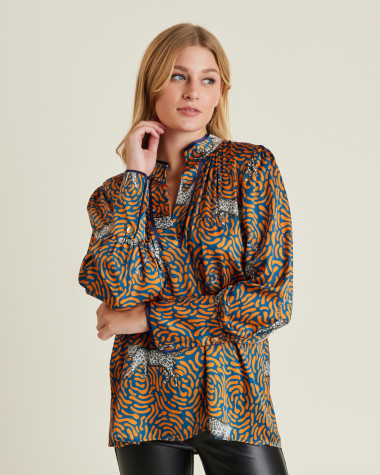 Μπλούζα με λαιμόκοψη "V" animal print