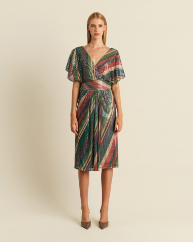 Φόρεμα midi με κρουαζέ ντεκολτέ