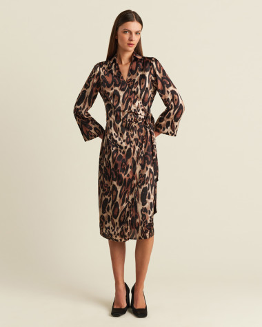 Φόρεμα midi κρουαζέ animal print