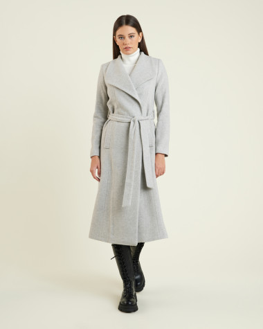 Παλτό σταυρωτό midi wool blend