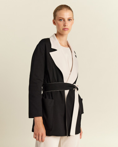 Ζακέτα oversized με ζώνη