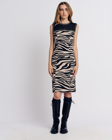 Φόρεμα αμάνικο σε animal print