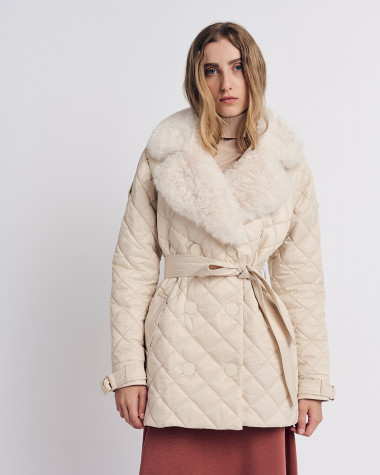 Μπουφάν καπιτονέ με γούνα