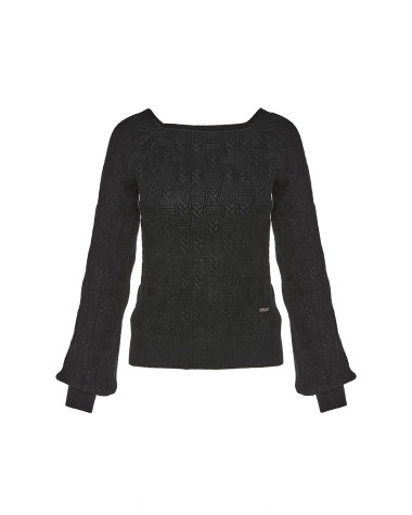 Πλεκτή μπλούζα με τετράγωνη λαιμόκοψη