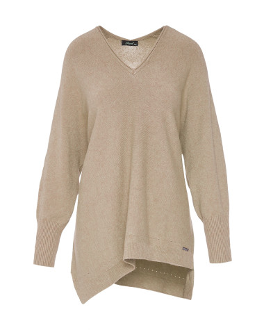 Πλεκτή μπλούζα μακριά με "V"