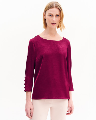 Μπλούζα satin με τρουακάρ μανίκι