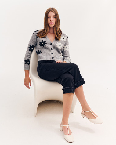 Παντελόνι τζιν κοντό με ρεβέρ