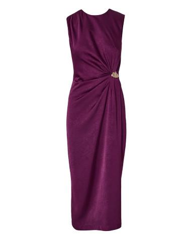 Φόρεμα satin με χρυσό στοιχείο