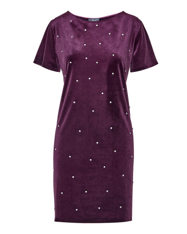Φόρεμα βελούρ με strass