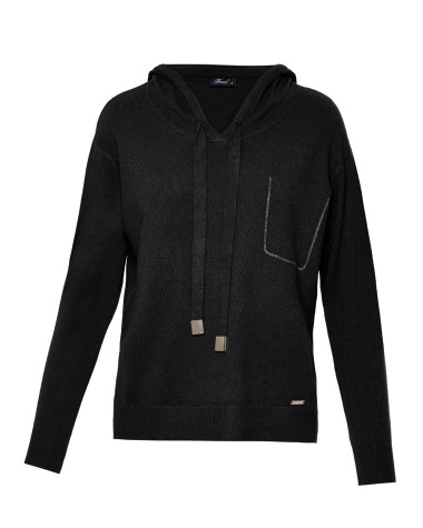 Πλεκτή μπλούζα με κουκούλα