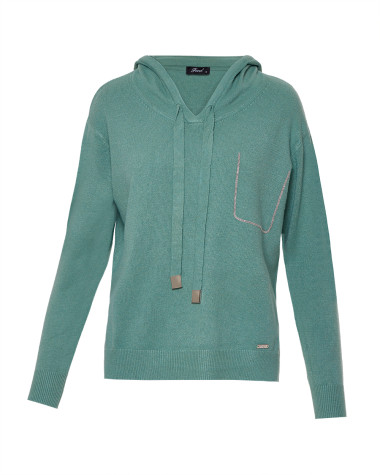 Πλεκτή μπλούζα με κουκούλα