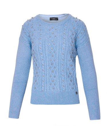 Πλεκτή μπλούζα με strass