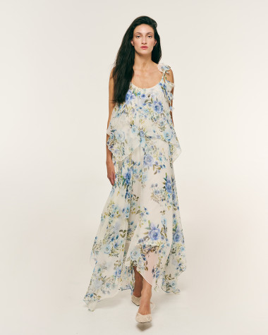 Φόρεμα maxi ασύμμετρο floral