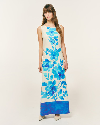 Φόρεμα αμάνικο floral maxi