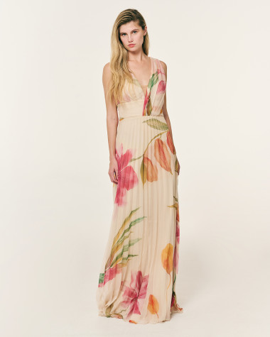 Φόρεμα πλισέ με floral μοτίβο
