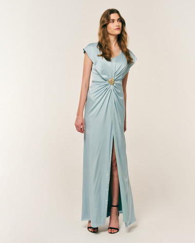 Φόρεμα satin maxi αμπιγιέ