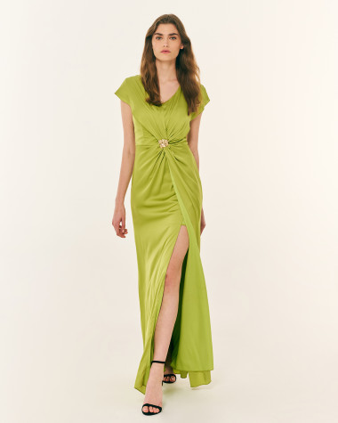 Φόρεμα satin maxi αμπιγιέ